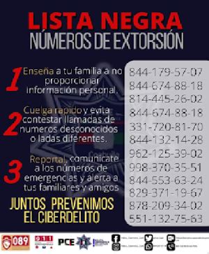 lada 581 extorsión|Coahuila. Números lista negra de extorsión telefónica .